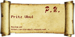 Pritz Ubul névjegykártya